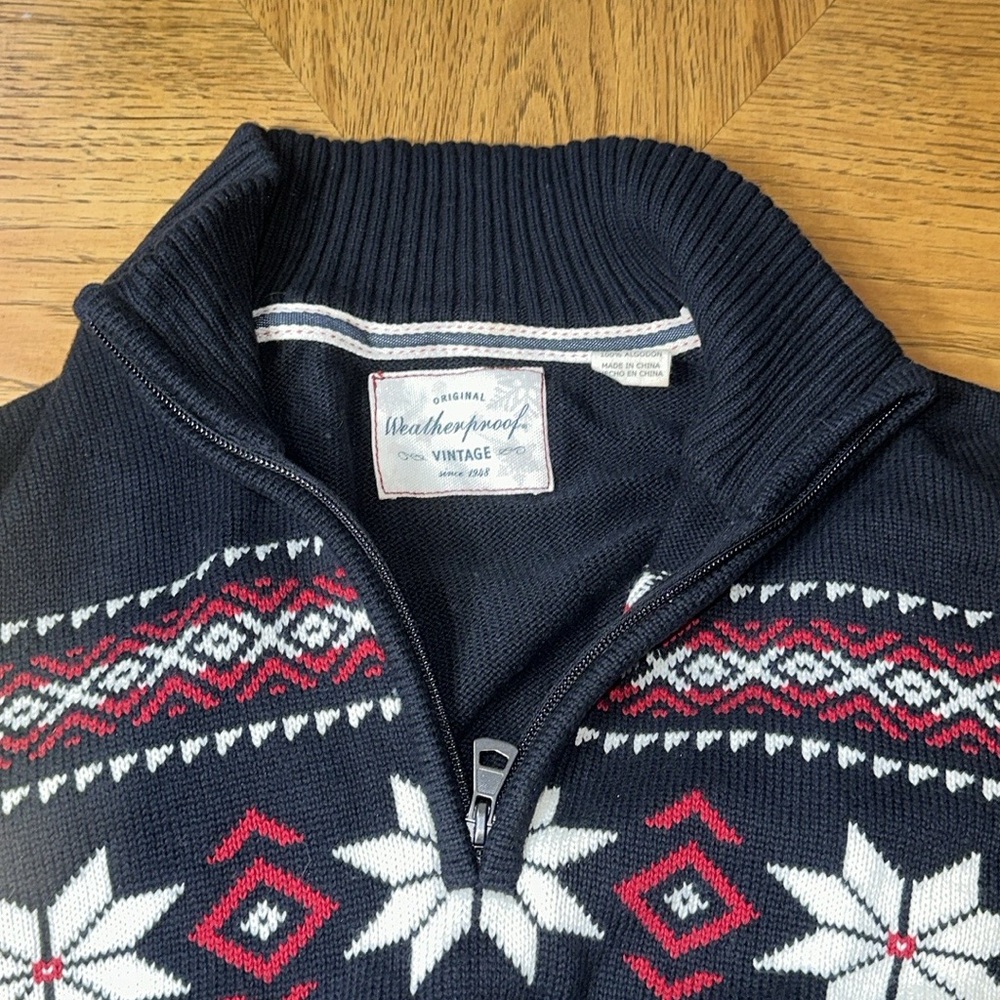 *NWOT* WEATHERPROOF VINTAGE Mens Quarter Zip Pullover Fairisle Sweater - XL - Picture 8 of 10